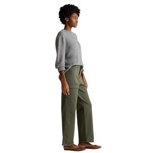 Quince Cargo Pants 12 Olive Green Organic Stretch Twill High Waisted Utility